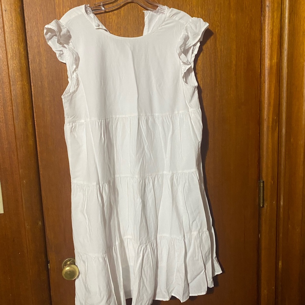 Chic White Ruffle Sleeve Midi Dress